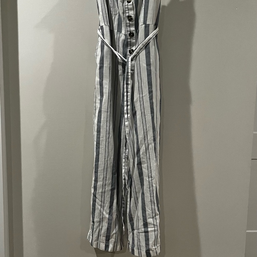 Striped Jumpsuit with Button Details